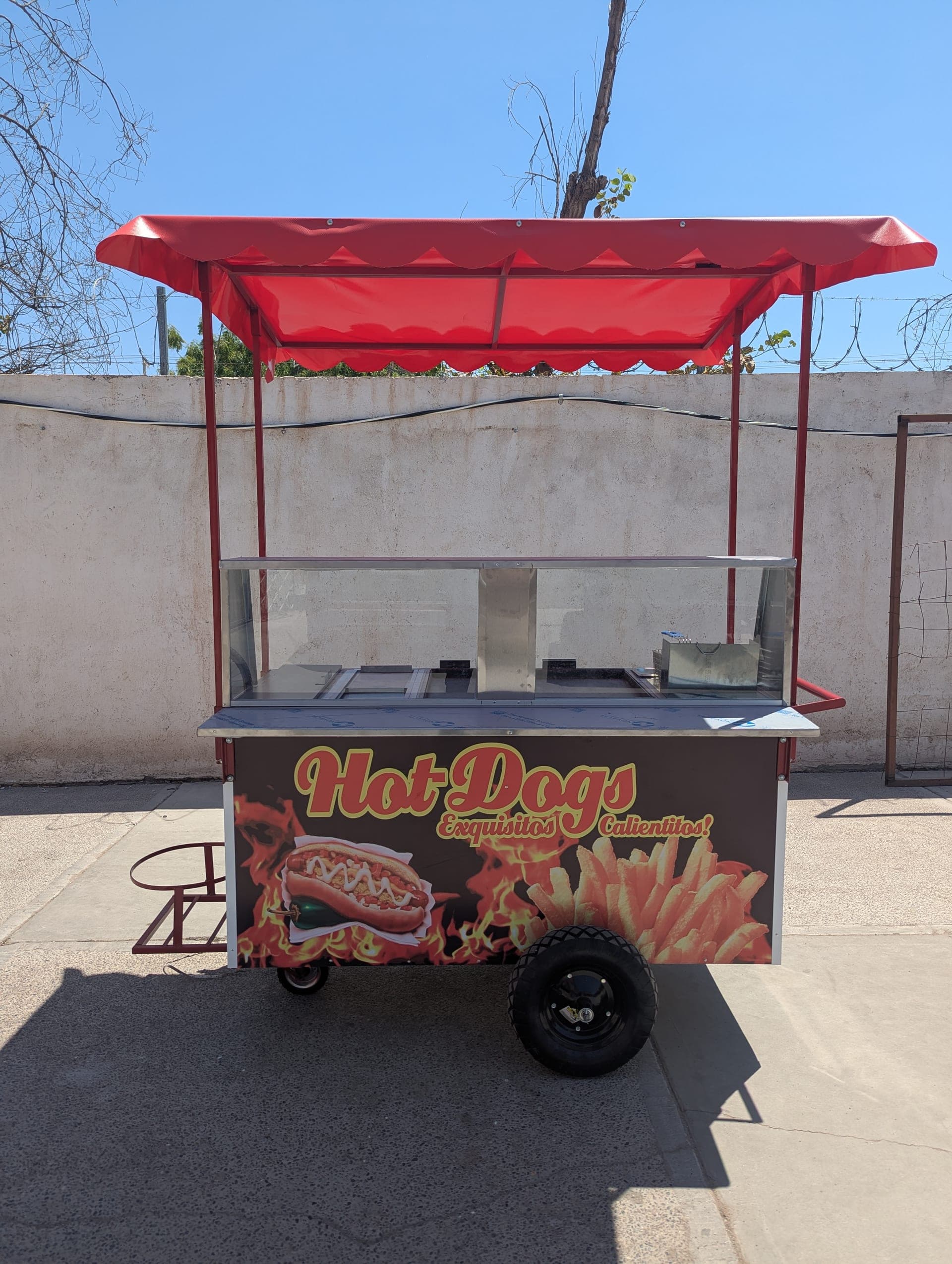 Carrito para hot dogs con doble comal