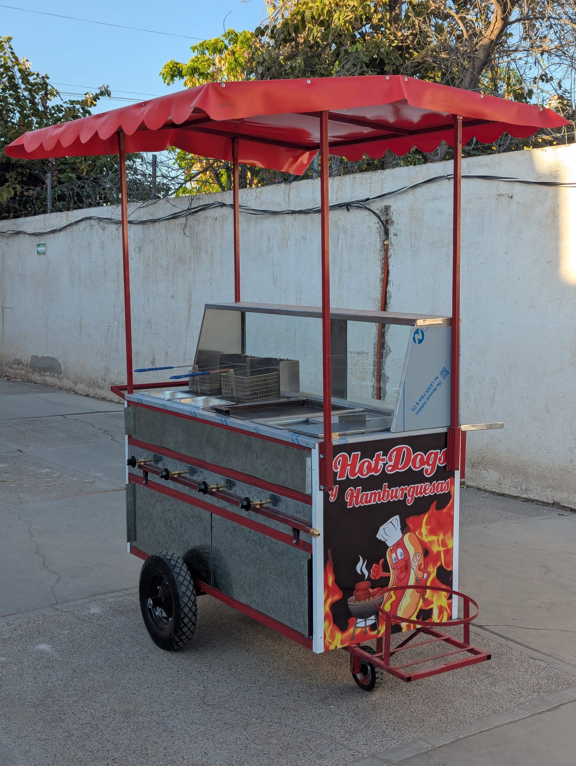 Carrito para hot dogs con doble freidora